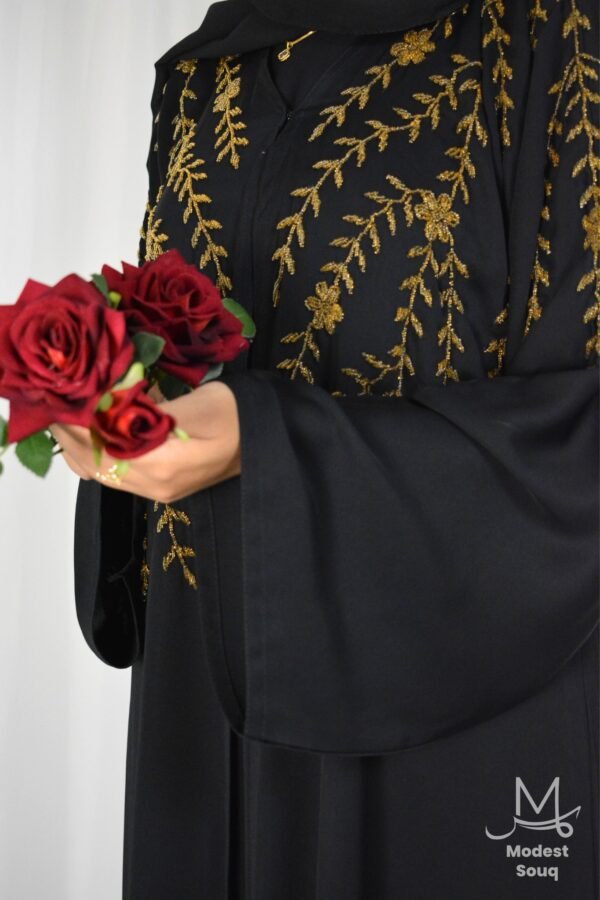 Layla Abaya with Beautiful Gold Details - Image 4