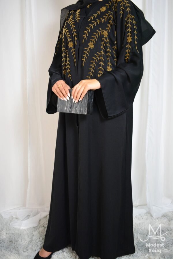 Layla Abaya with Beautiful Gold Details - Image 2