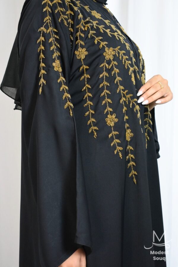 Layla Abaya with Beautiful Gold Details - Image 5