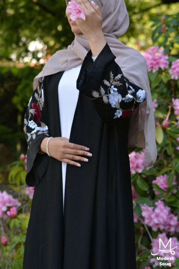 black floral abaya