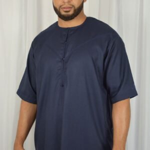 Navy Blue Emirati Short sleeve thobe