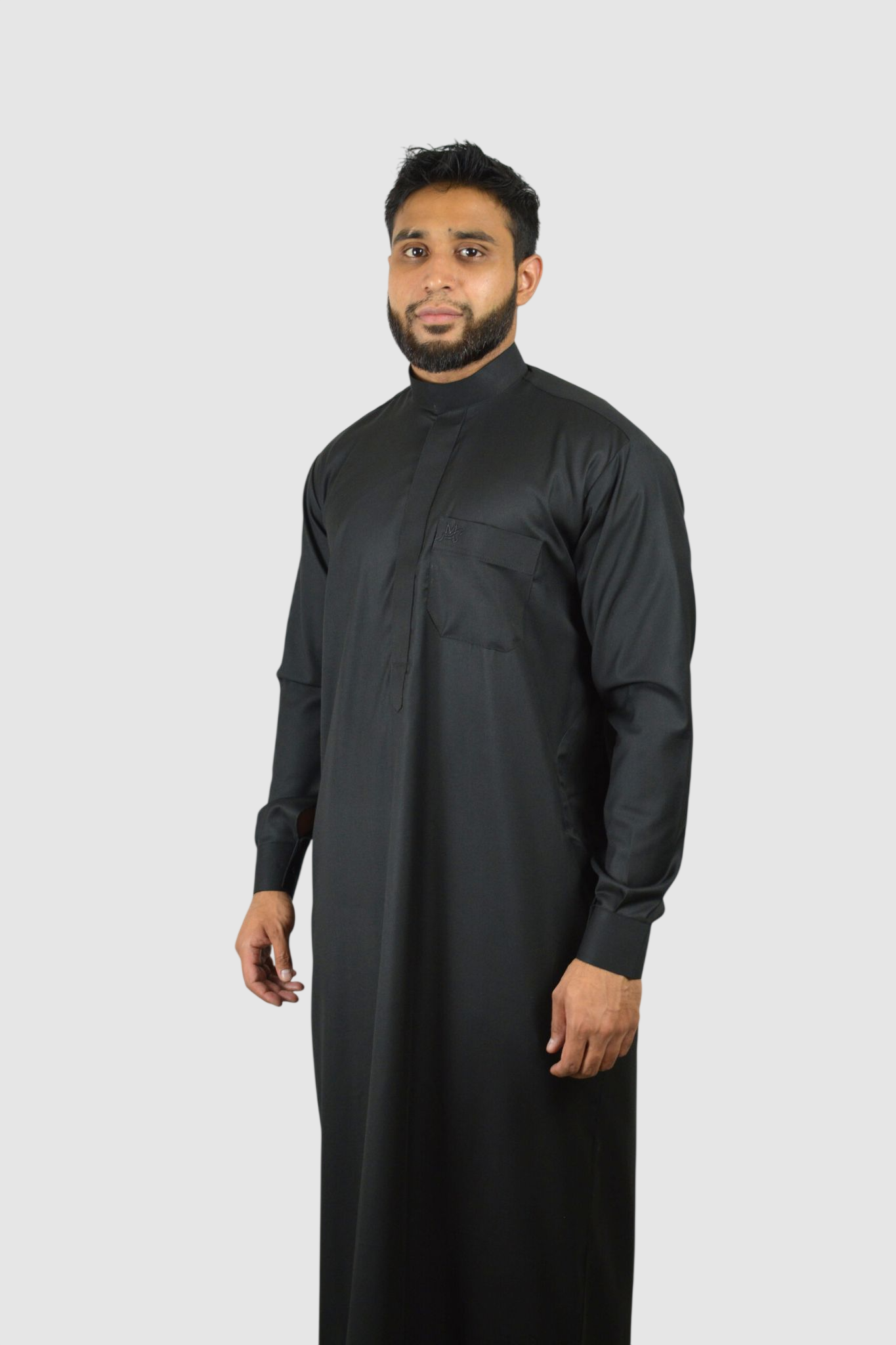 Black Collared Thobe concealed zip finish - Image 2