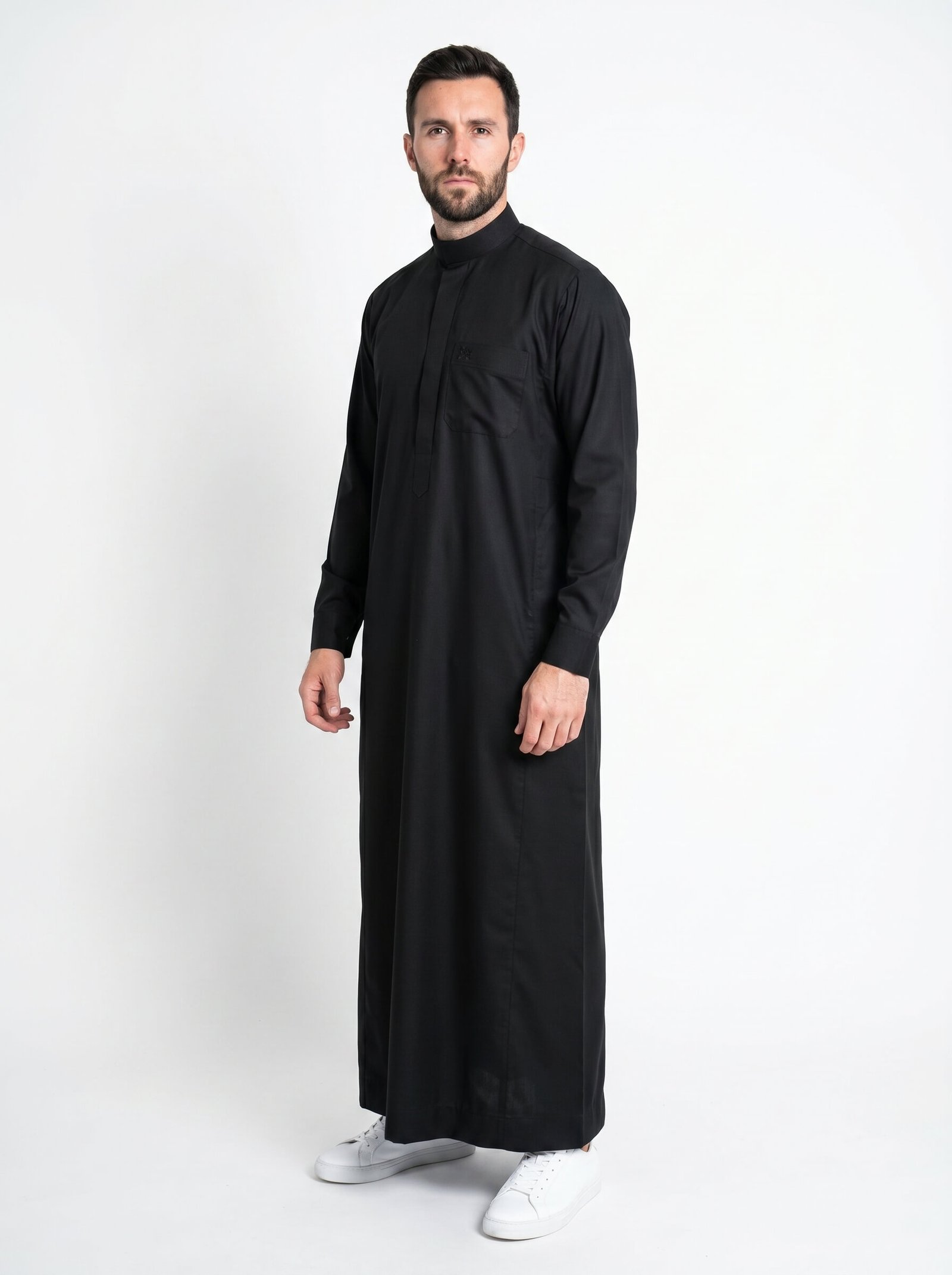 Black Collared Thobe concealed zip finish