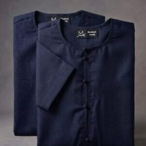 Navy Blue Emirati Short Sleeve Thobe