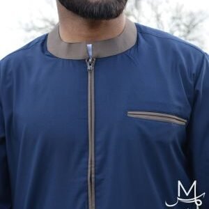 Navy Blue Thobe with Stylish Pocket