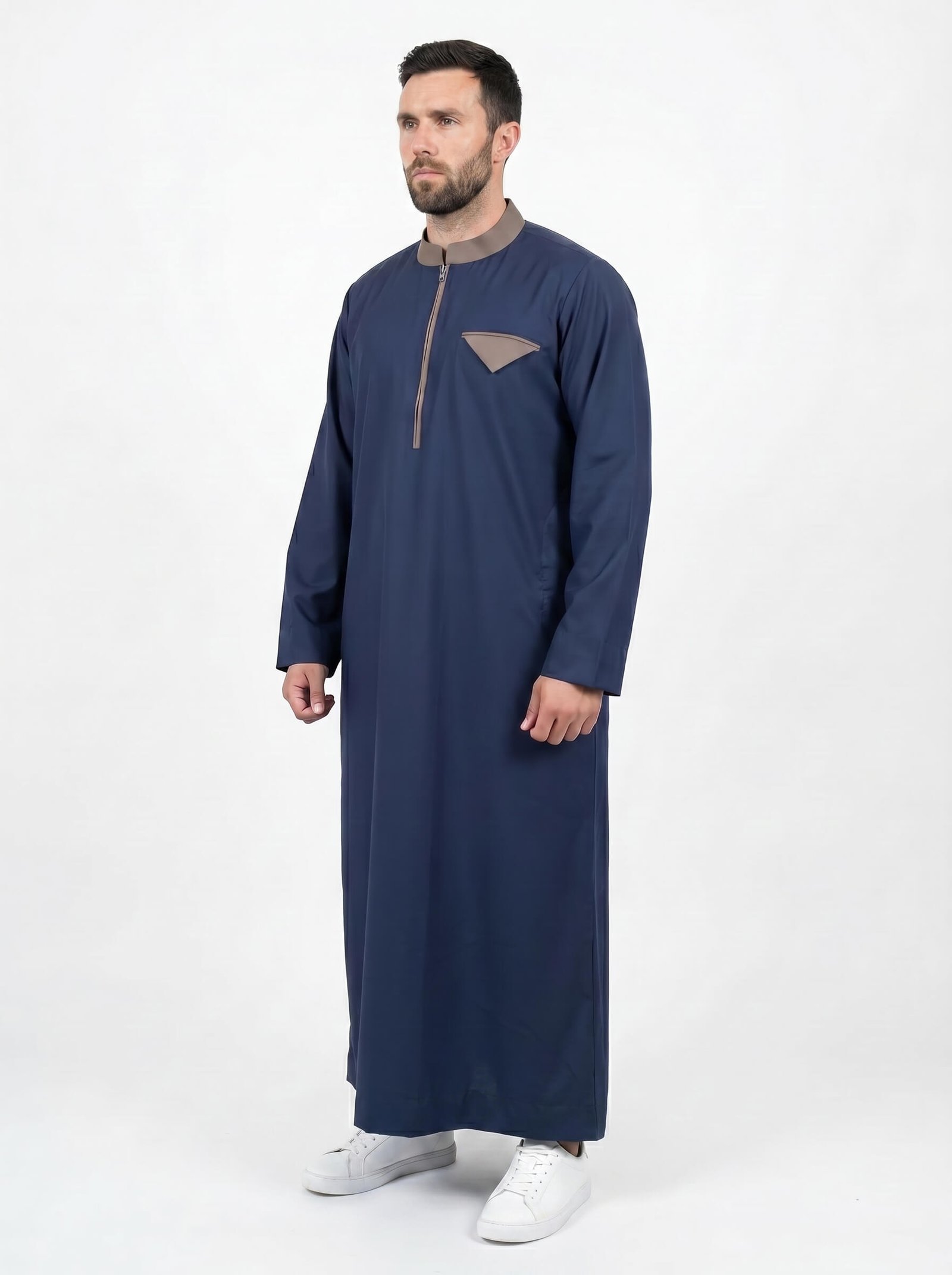 Navy Blue Thobe with Stylish front Pocket