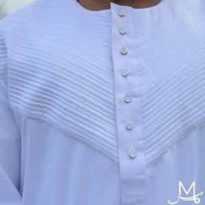 White Thobe with Chest Pleated