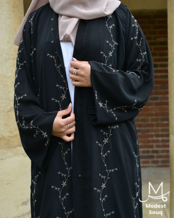 Aneesa - Black Floral Abaya