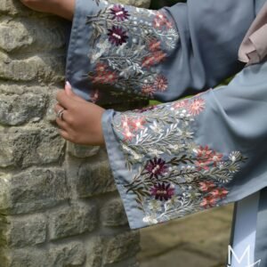 Grey Floral Abaya