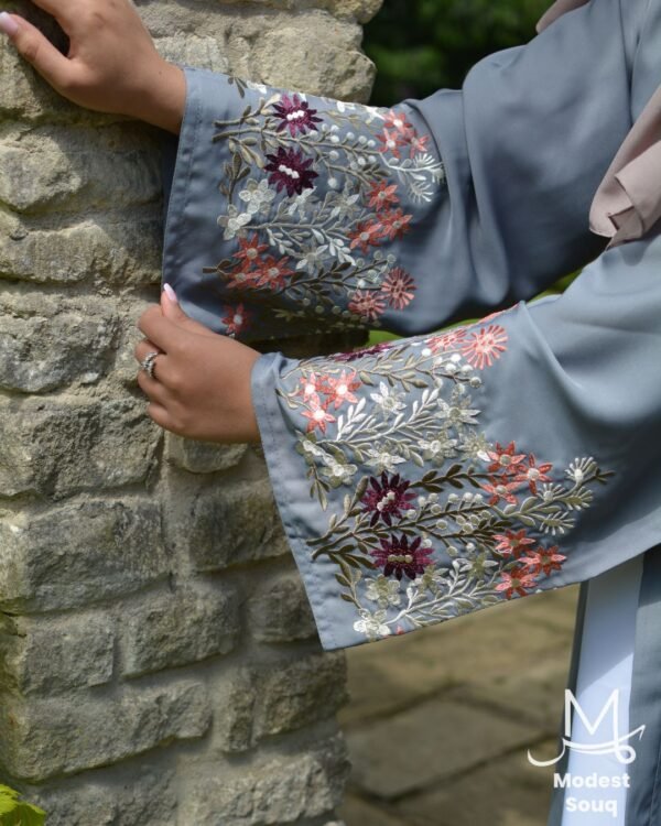 Grey Floral Abaya