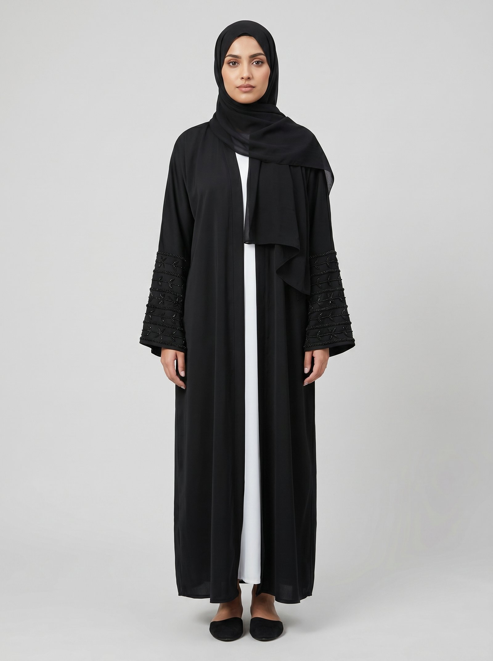 Sameerah - Black Beaded Abaya
