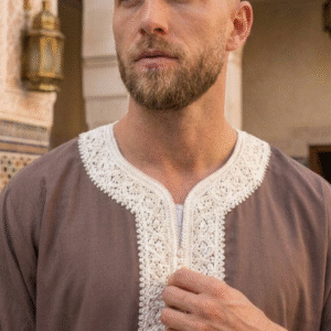 Moroccan Thobe - Purple & White