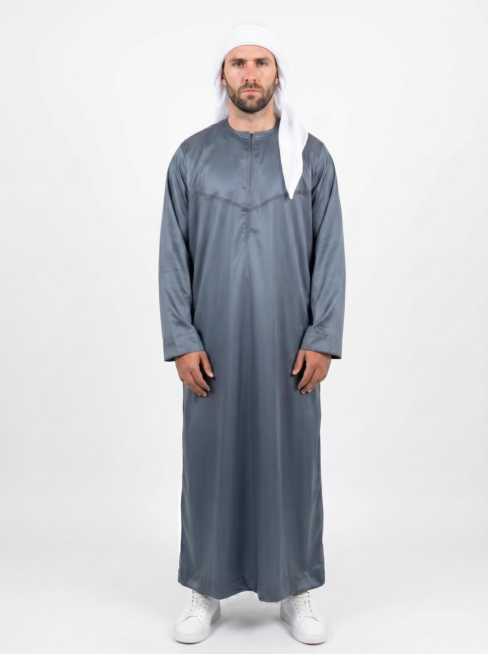 Emirati Thobe – Slate Blue Shiny (1)