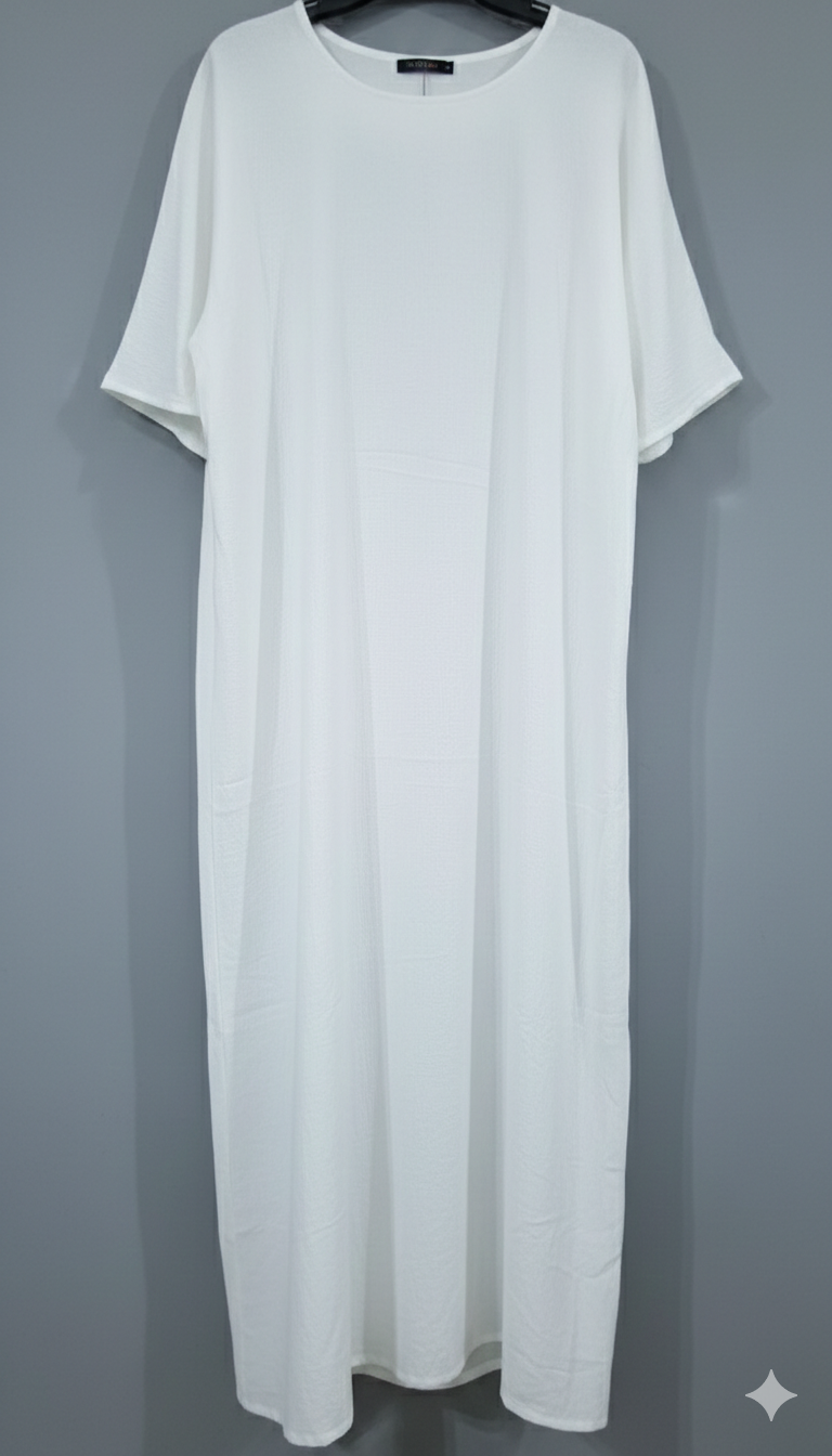 Abaya Slip Dress White Zoom - Standard Size - Short Sleeves
