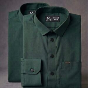Green Formal collared Thobe with elegant Black Buttons