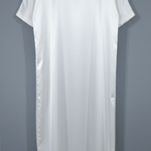 Abaya Slip Dress Satin White - Plus size - Short Sleeves
