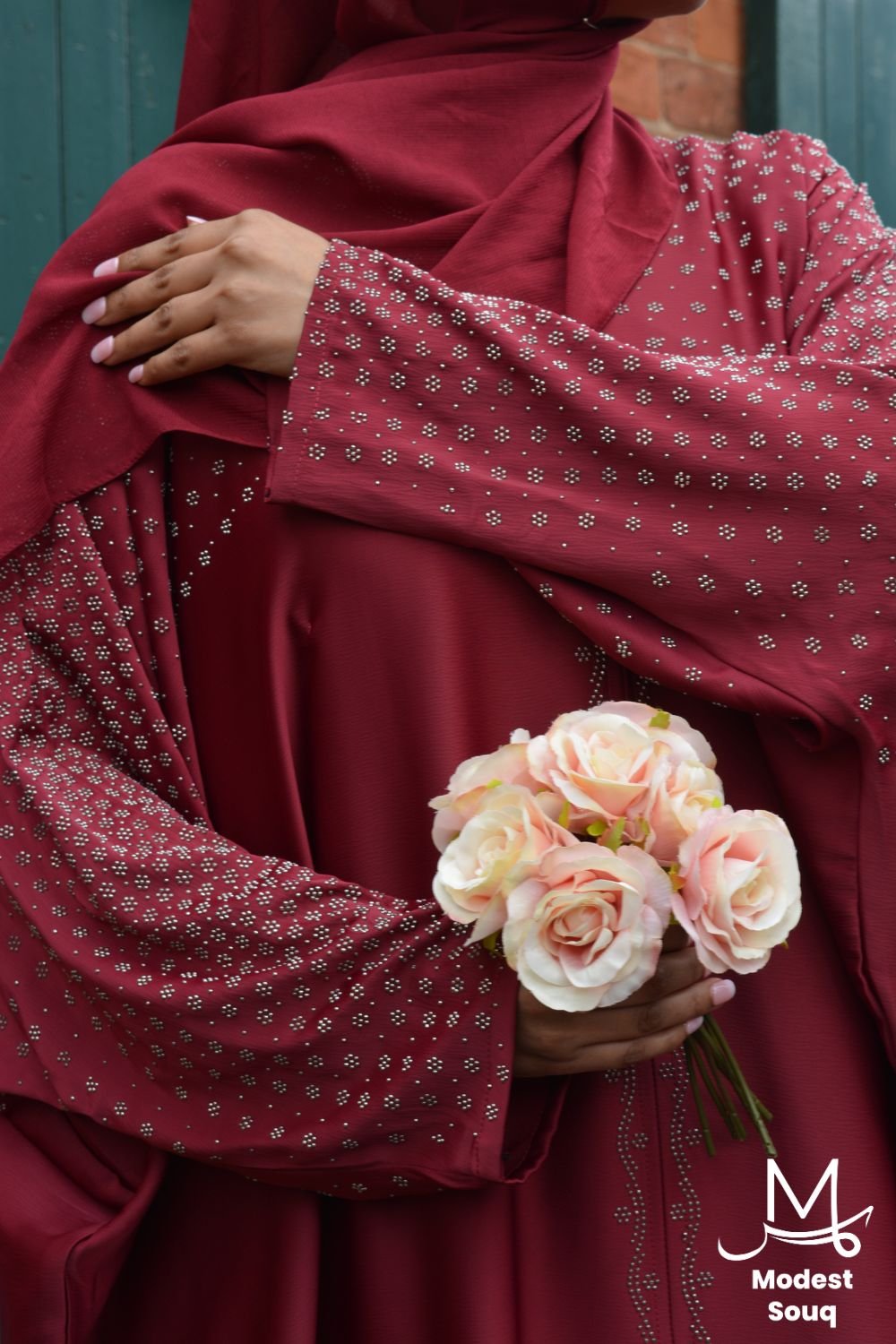 Rumaisa Maroon Abaya - Image 3