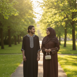 Elegant Couples Set: Amaaysa Abaya and Moroccan Thobe set