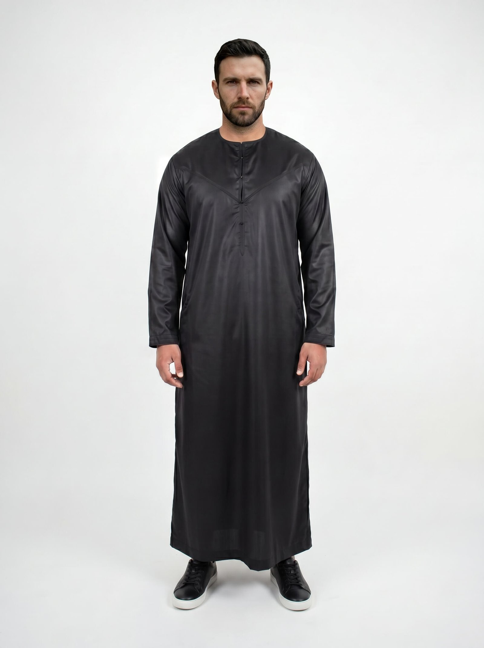 Black Emirati Thobe Shiny (1)