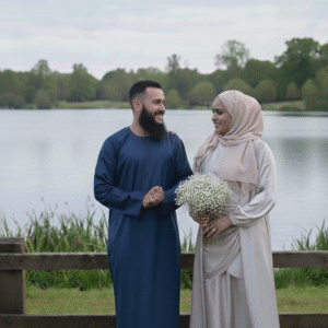 Elegant Couples Set: Lina Champagne Abaya and Teal stylish thobe