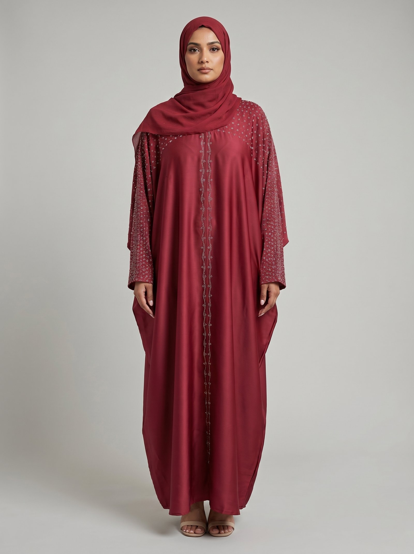 Rumaisa Maroon Abaya