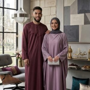 Couples Set: Anaayah Abaya and Emirati Maroon Thobe