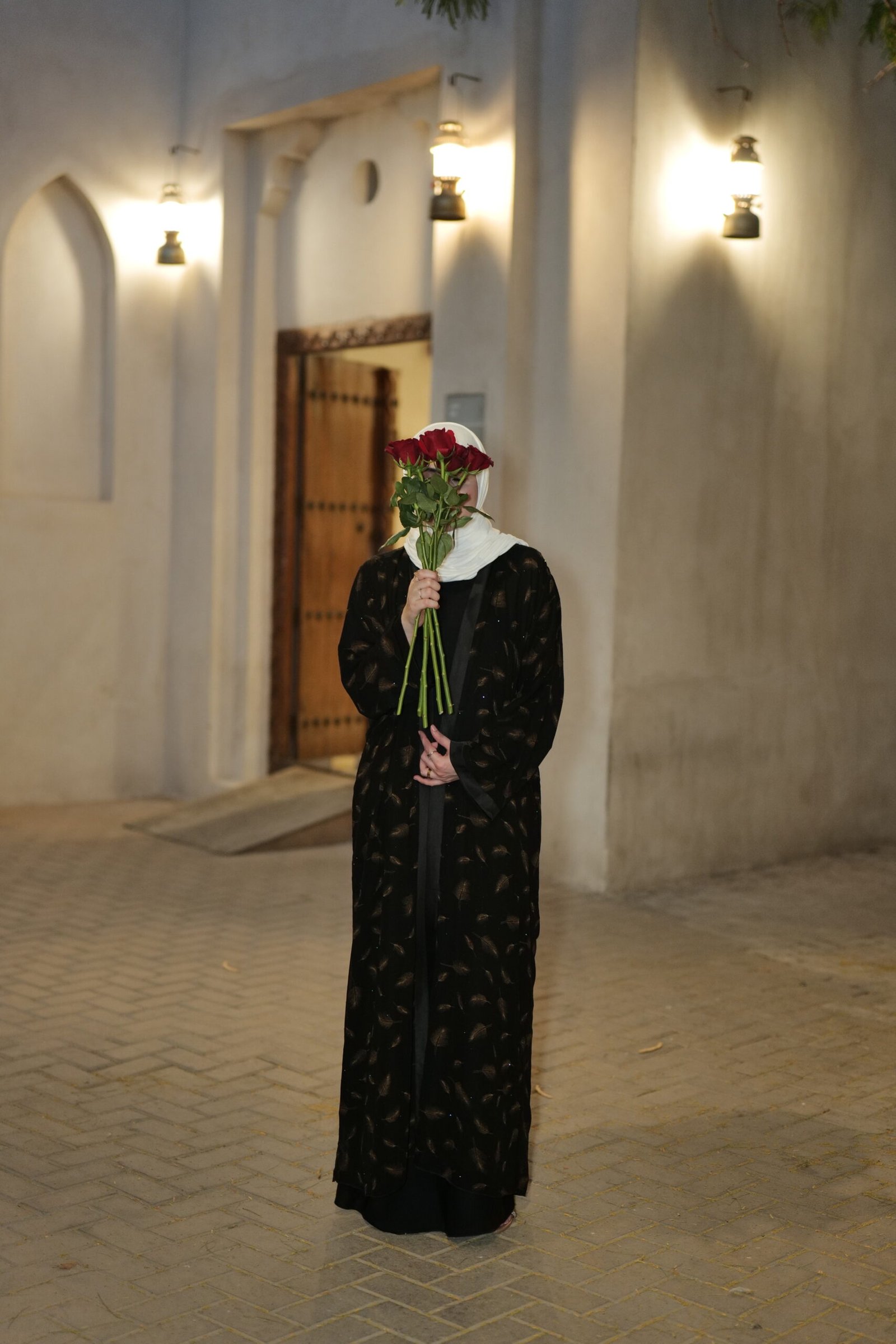 Kareemah black feather abaya full view